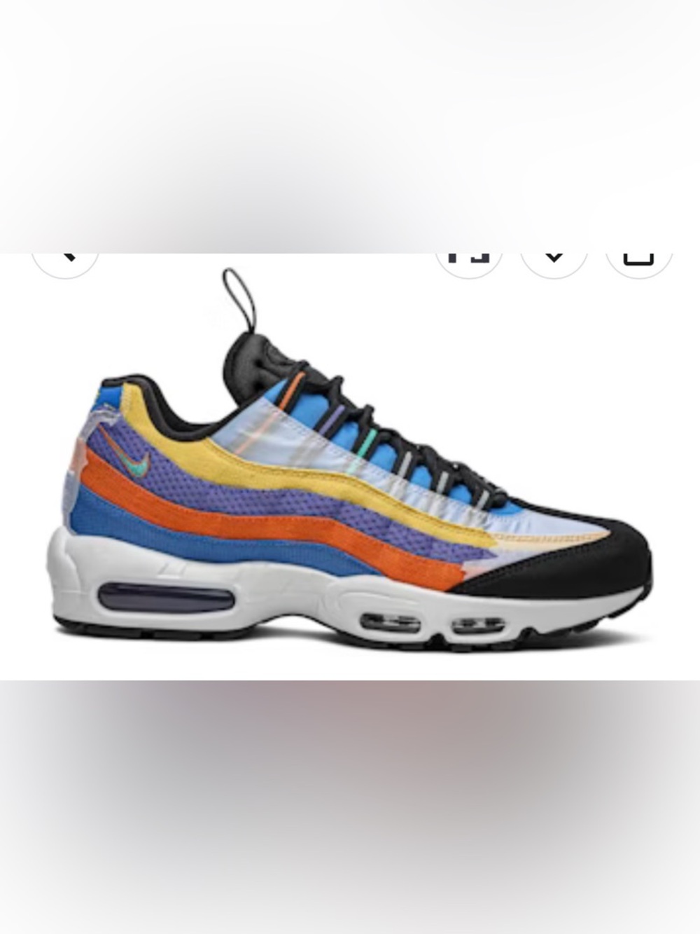 Nike Multicolor Men's Air Max 95 Sneakers - Black/Blue/Yellow/Orange/Purple - Picture 3 of 11